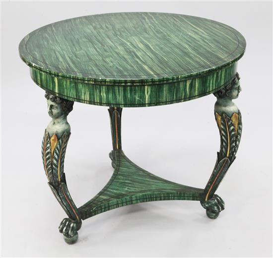 A Continental circular marble topped gueridon, W.2ft 8in.